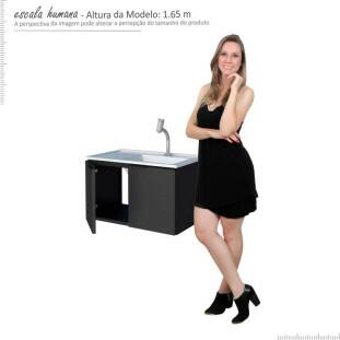Gabinete Para Banheiro Aço Parati 60 Com Lavatório Cozimax Preto