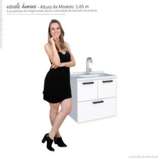 Gabinete Para Banheiro Aço Isis 60 Com Lavatório Louça Cozimax Branco