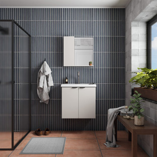 Gabinete Para Banheiro Madeira 60x59x36cm Aster 60 Com Lavatório Cozimax Nude