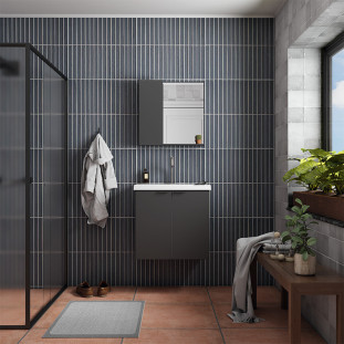 Gabinete Para Banheiro Madeira 60x59x36cm Aster 60 Com Lavatório Cozimax Preto