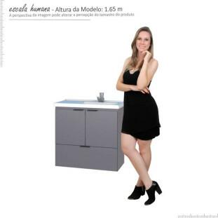 Gabinete Para Banheiro Madeira Lis 60 Com Lavatório Cozimax Cinza