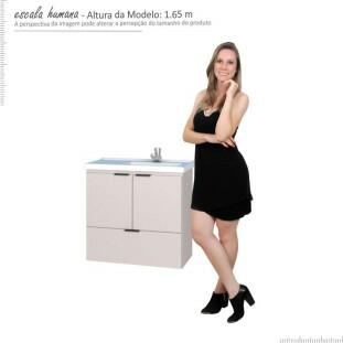 Gabinete Para Banheiro Madeira Lis 60 Com Lavatório Cozimax Nude