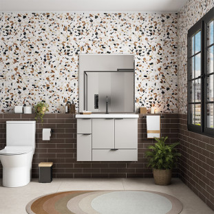 Gabinete Para Banheiro Madeira 79x59x35cm Orquídea 80 Com Lavatório Cozimax Nude