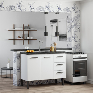 Gabinete de Aço Para Pia de 120cm 3 Gavetas 117x92x52cm Novo Vênus Cozimax Branco