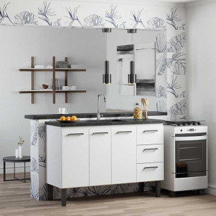 Gabinete de Aço Para Pia de 140cm 3 Gavetas 134x92x52cm Novo Vênus Cozimax Branco