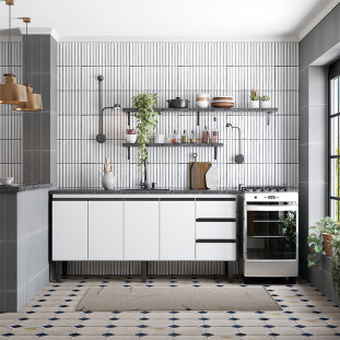 Gabinete de Aço Para Pia 180cm 4 Portas 3 Gavetas 174x85x50cm Netuno Cozimax Branco