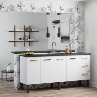 Gabinete de Aço Para Pia de 200cm 3 Gavetas 192x92x52cm Novo Vênus Cozimax Branco