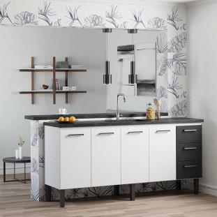 Gabinete de Aço Para Pia de 200cm 3 Gavetas 192x92x52cm Novo Vênus Cozimax Branco/Preto