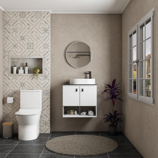 Gabinete Para Banheiro Aço 2 Portas 60x59x36cm Sem Cuba Baru 60 Cozimax Branco