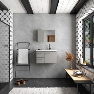 Gabinete Para Banheiro Aço 60x38x33cm com Lavatório Romã 60 Cozimax Cinza