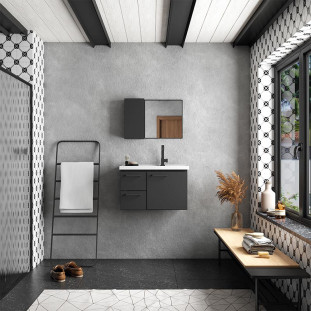 Gabinete Para Banheiro Aço 60x38x33cm com Lavatório Romã 60 Cozimax Preto