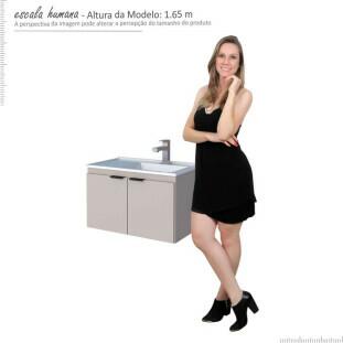 Gabinete Para Banheiro Madeira Midi 60 Com Lavatório Cozimax Nude