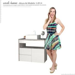 Gabinete Para Banheiro Aimoré 70 Com Cuba Cubo Cozimax Branco/Calcare
