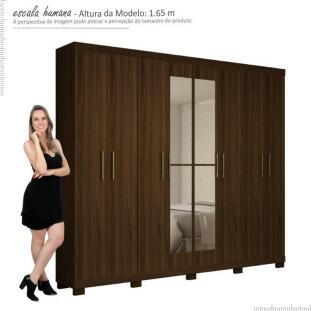 Guarda Roupa Casal 8 Portas Com Espelho Sevilha Gelius Nogueira