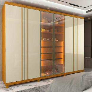 Guarda Roupa Casal Com LED 273cm x 240cm Absolut Reflecta Gelius Naturale/Off White