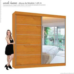 Guarda Roupa Camboriu 1 Porta de Espelho Mirarack Cedro