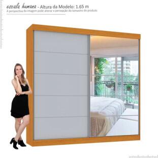 Guarda Roupa Camboriu 1 Porta de Espelho Mirarack Cedro/Off White