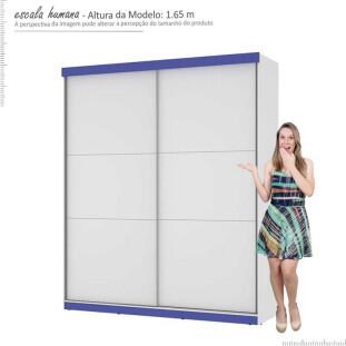 Guarda Roupa 2 Portas Correr Caribe Mirarack Branco/Azul