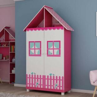 Guarda Roupa Casinha Infantil 2 Portas Gelius Pink Plock
