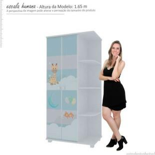 Guarda Roupa Infantil 2P Mundo Encantado Pés Baby Gelius Branco