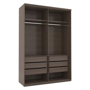 Guarda Roupa Modulado 160cm 1 Porta Espelho 6 Gavetas 2 Cabideiros 100% MDF Premium Robel Capuccino/Capuccino