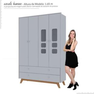 Guarda Roupa Infantil 4P 4G Sol Pés Cadeira Gelius Branco