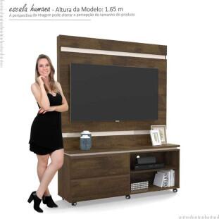 Estante Home Para Sala Pequena Allegro 1.3 Lukaliam Canela/Off White