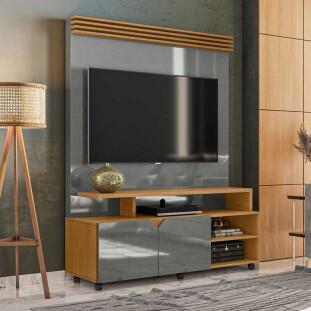 Estante Home Sala Pequeno 136cm Para TV 55 Pol Berlim Lukaliam Cinza/Tauari