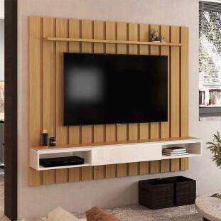 Painel Ripado Para TV 75 Polegadas 180cm Brise com Nicho 1.8 EDN Freijo/Fendi