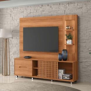 Estante Home Sala 207cm Para TV 70 Pol LED Brise Lukaliam Jequitiba