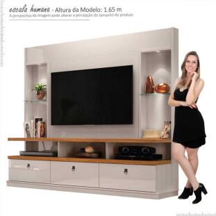 Estante Home Para TV 55 Polegadas Dinamarca 2.2 Lukaliam Off White/Amêndoa