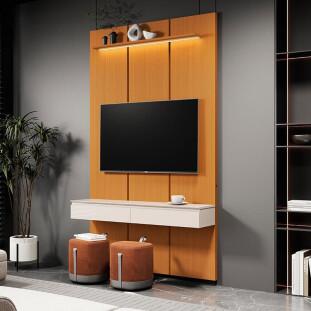 Home Suspenso 135x216cm 2 Gavetas Para TV 50¨ Estone 1.35 EDN Cedro/Off White