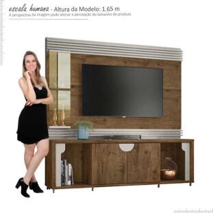 Estante Home Para TV 60 Polegadas Firenze Lukaliam Canela/Off White