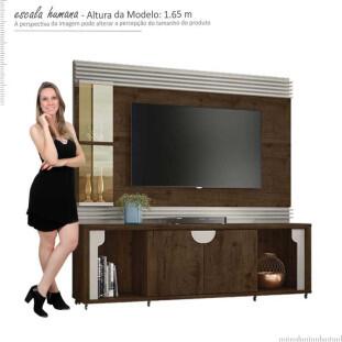Estante Home Para TV 60 Polegadas Firenze Lukaliam Castanho/Off White