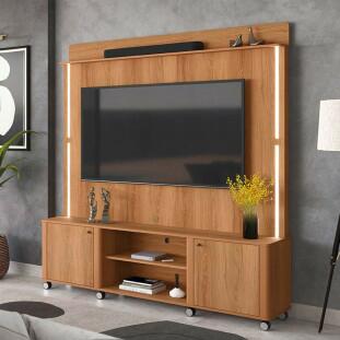 Estante Home Sala 183cm Com LED TV 75 Pol Florença Lukaliam Jequitiba