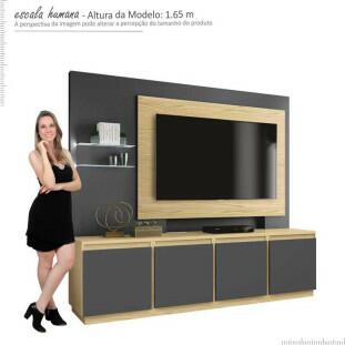 Estante Home Para TV até 55 Luz EDN Grafite/Pinus