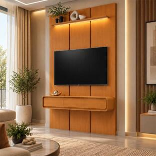 Home Suspenso 135x216cm 2 Gavetas Para TV 50¨ Milano 1.35 EDN Cedro