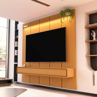 Home Suspenso 225x216cm 3 Gavetas Para TV 85¨ Milano 2.25 EDN Cedro