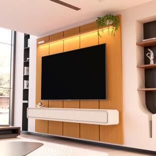 Home Suspenso 225x216cm 3 Gavetas Para TV 85¨ Milano 2.25 EDN Cedro/Off White