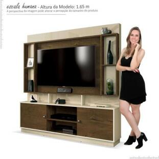 Estante Home Para TV 50 Polegadas Nevada EDN Off White/Nogal