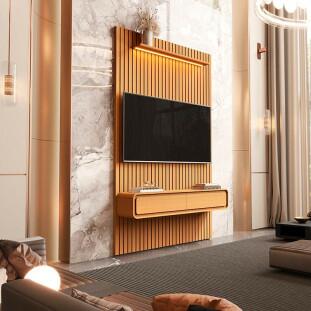 Home Painel Ripado TV 55 Com LED Sala 140cm Trevi 1.4 EDN Cedro