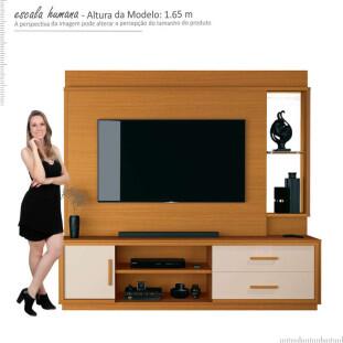 Home Rack com Painel 2.0m TV 75 Pol Avis EAX Cedro/Off White