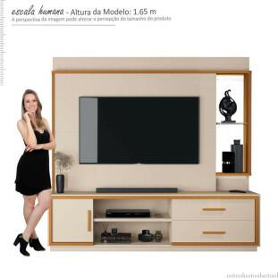 Home Rack com Painel 2.0m TV 75 Pol Avis EAX Off White/Cedro