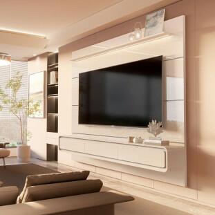 Home Painel Suspenso 180cm Para TV 75¨ Gavetas LED Boaz 1.8 EDN Off White