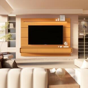Home Painel Suspenso 218cm Para TV 85¨ Gavetas LED Boaz 2.2 EDN Cedro