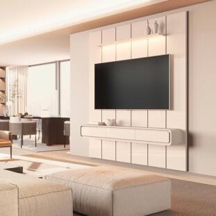 Home Painel Suspenso 180cm Para TV 75¨ Gavetas LED Liv 1.8 EDN Off White