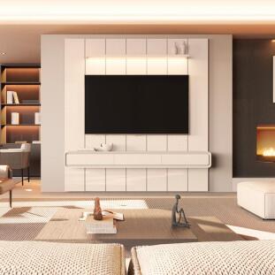 Home Painel Suspenso 220cm Para TV 85¨ Gavetas LED Liv 2.2 EDN Off White
