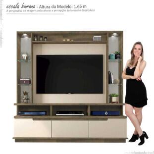 Estante Home Para Sala 1.8 Com Led Vancouver Rv Móveis Amadeirado/Off White