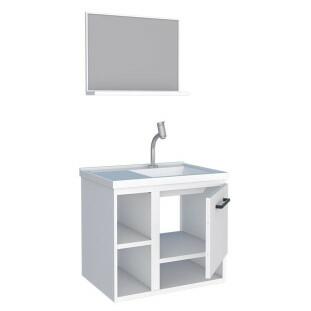 Conjunto Para Banheiro Aço Gabinete e Espelho Lichia 60 Cozimax Branco