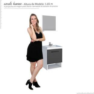 Conjunto Para Banheiro Aço Gabinete e Espelho Pitanga Mais 40 Cozimax Branco/Preto